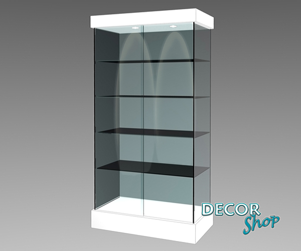1 - Vitrine sem armário, com quatro faces em vidro