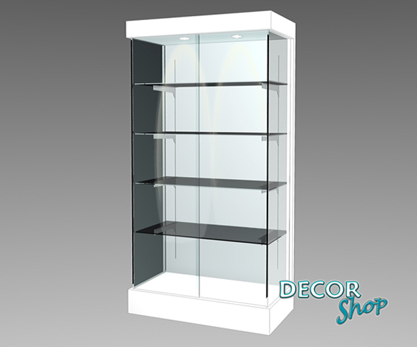 3 - Vitrine sem armário, com costas em madeira e prateleiras amovíveis
