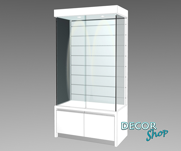 6 - Vitrine com armário, com costas em ranhurado