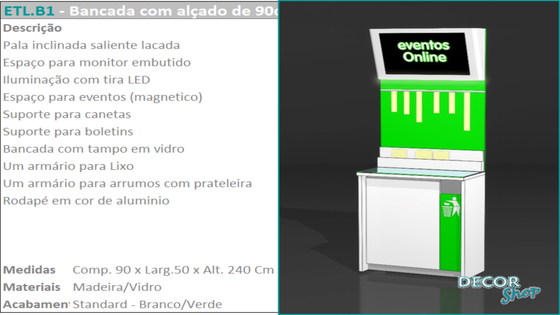 03 - Bancada com alçado 90cm