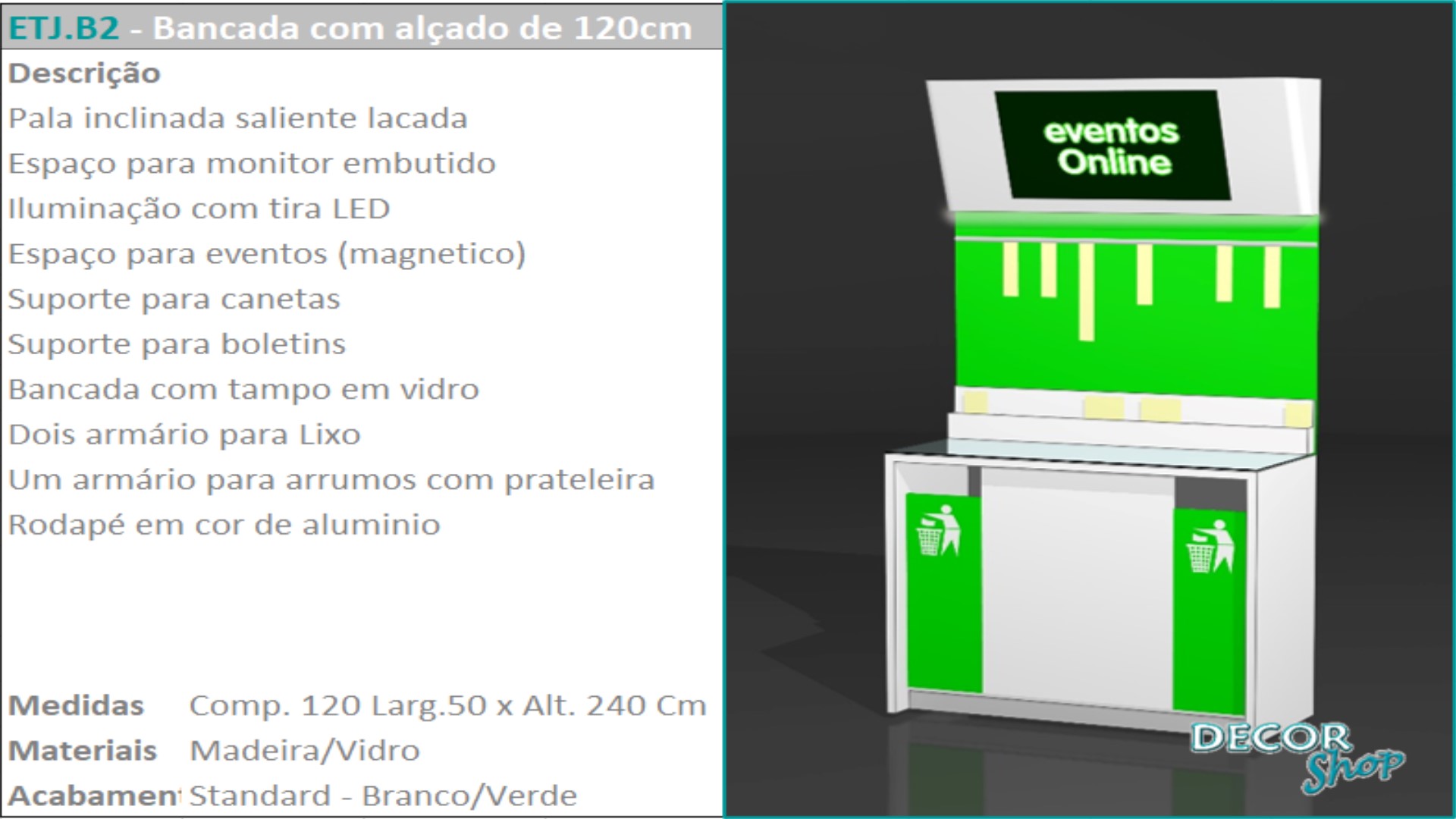 04 - Bancada com alçado 120cm