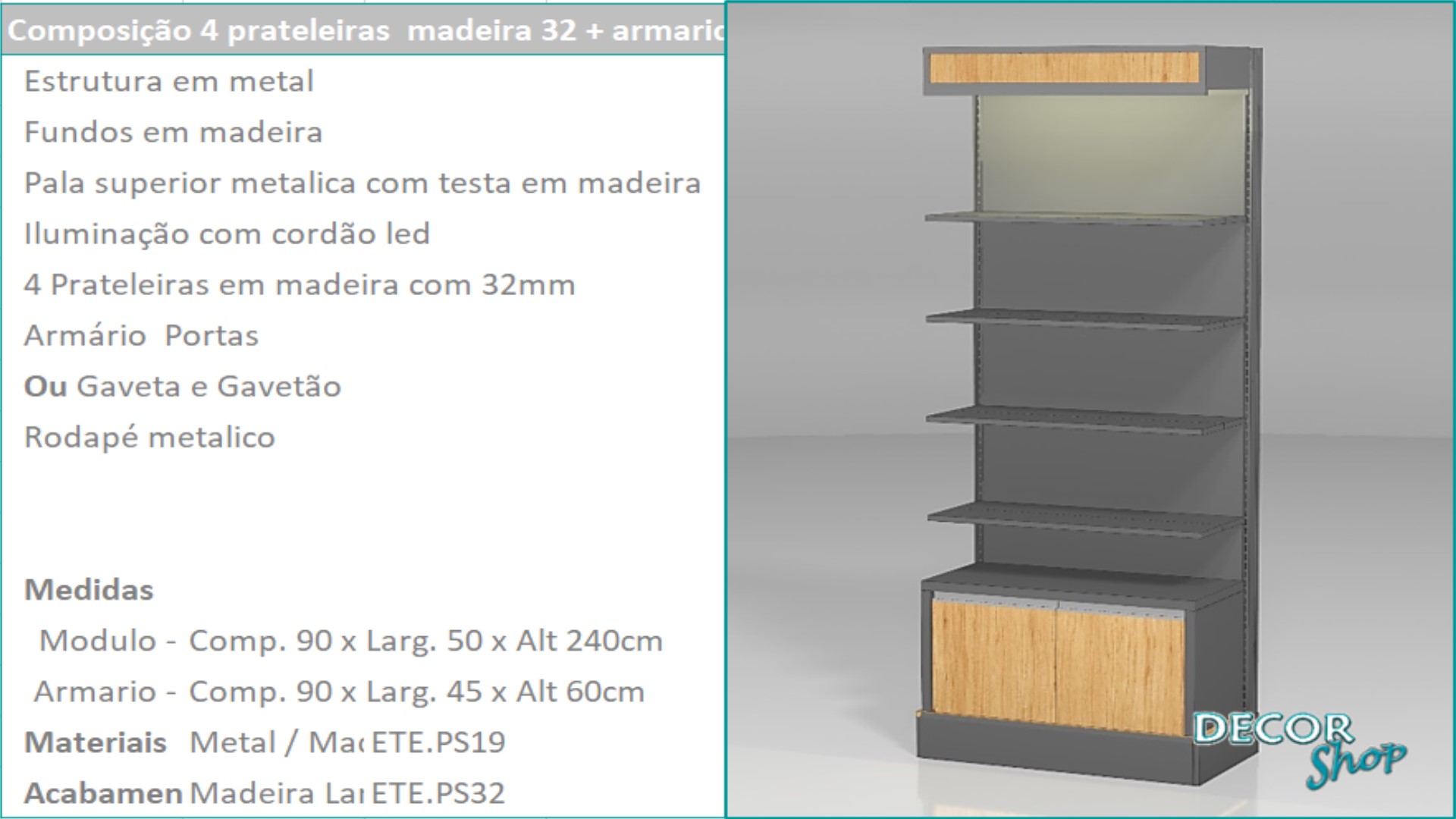09 - Mod 4 Prat mad 32mm Armário