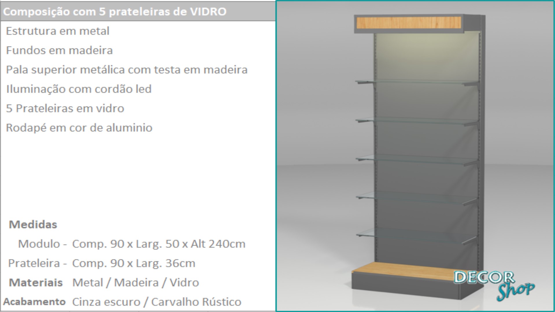 1 - Mod 5 prateleiras vidro