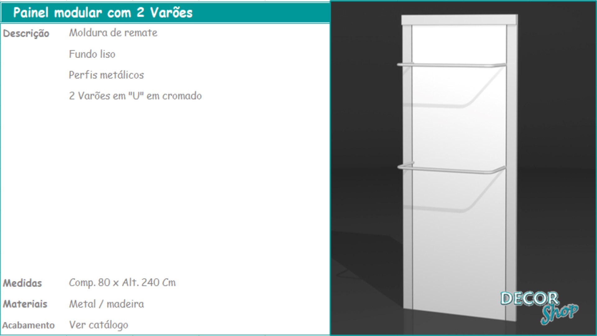 1 - Painel modular 2 varoes