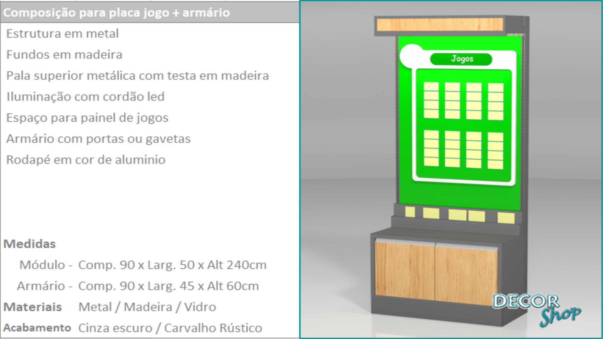 11 - Mod placa Jogos e armário