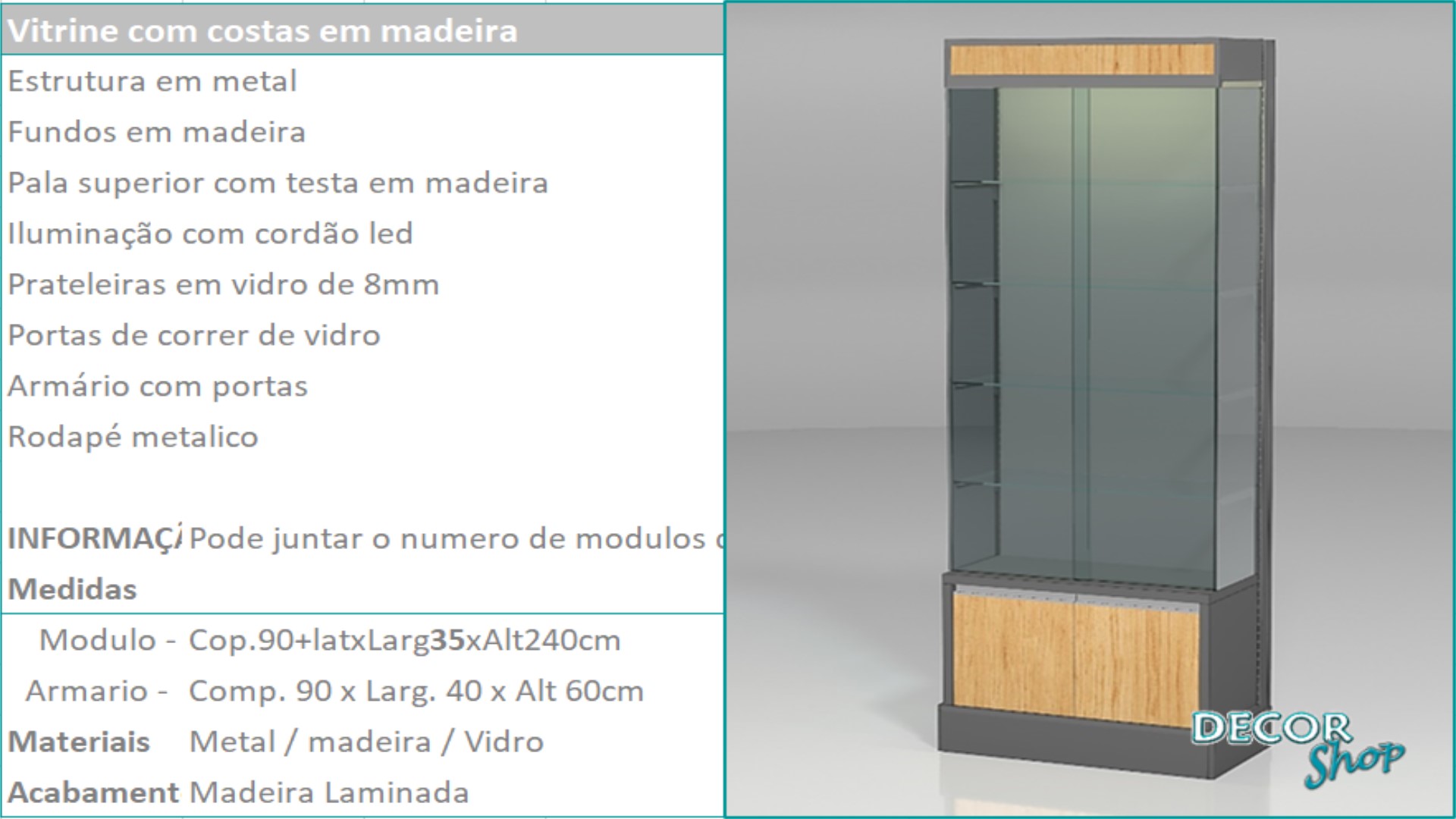 16 - Mod Vitrine costas madeira