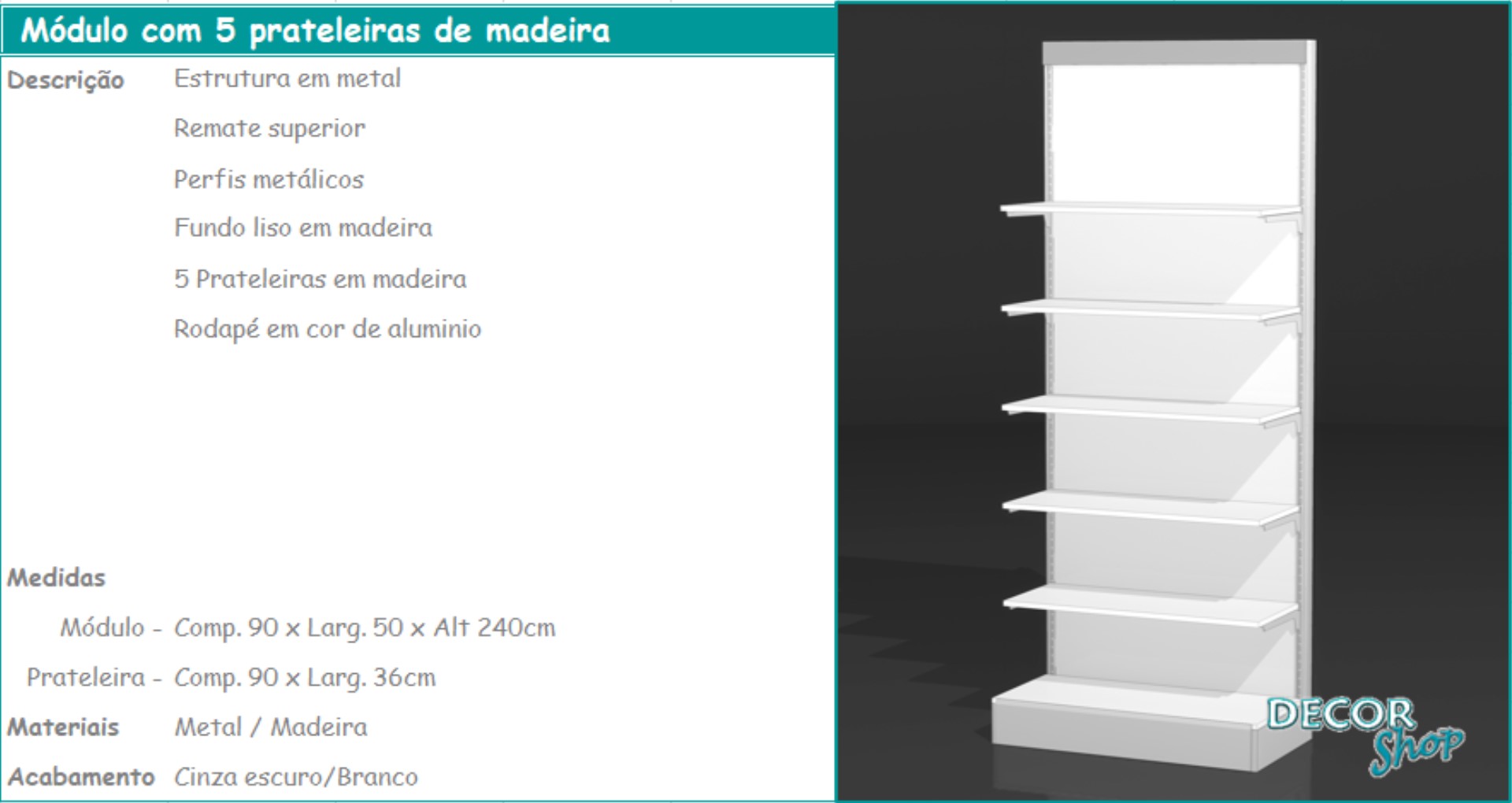 2 - Módulo 5 prateleiras de madeira