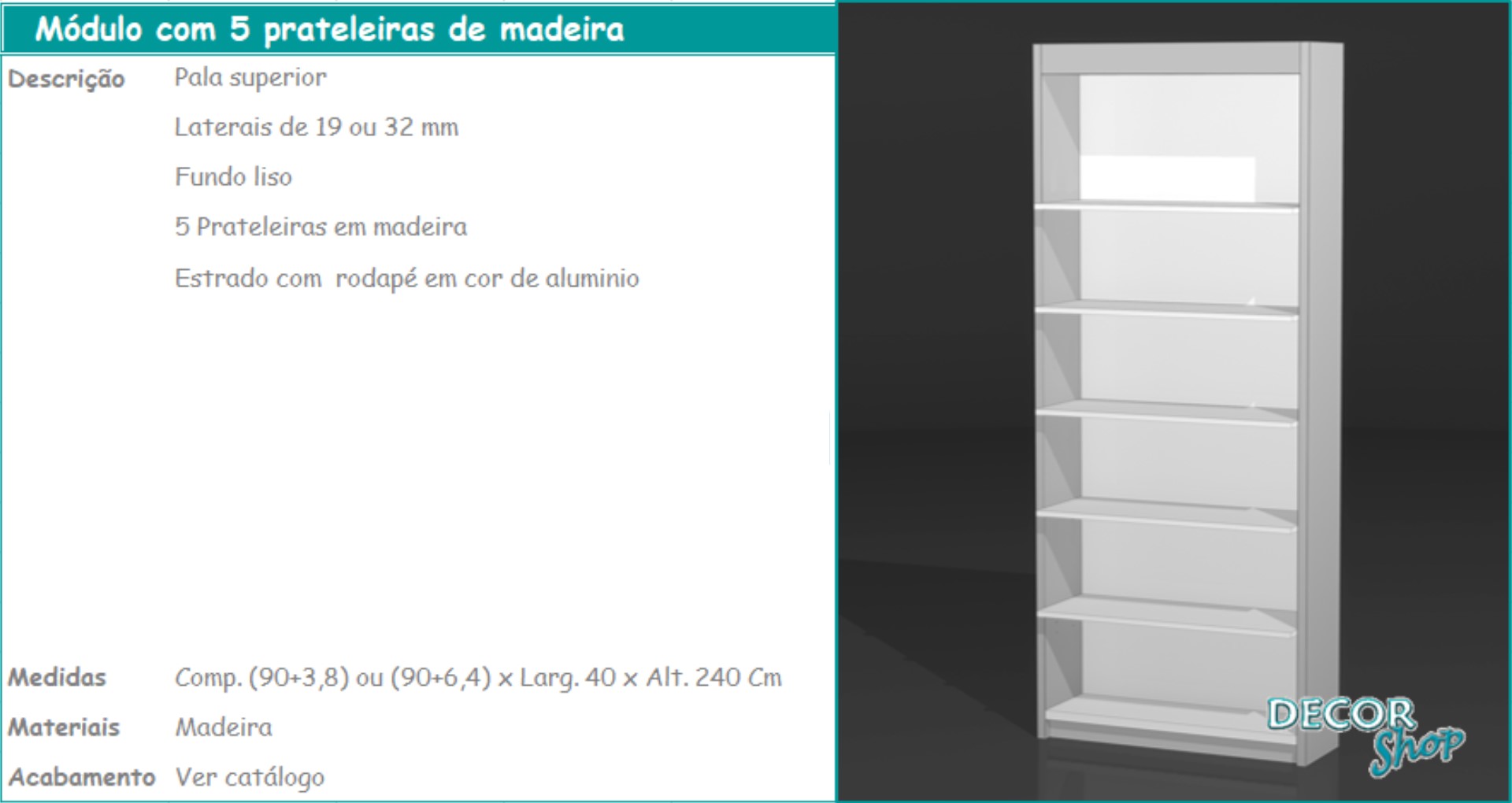 2 - Módulo 5 prateleiras de madeira