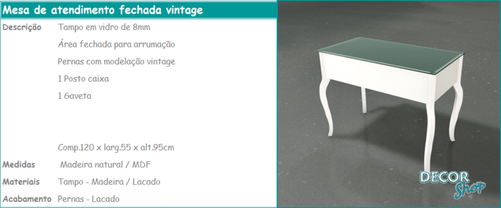 3 - Mesa fechada vintage