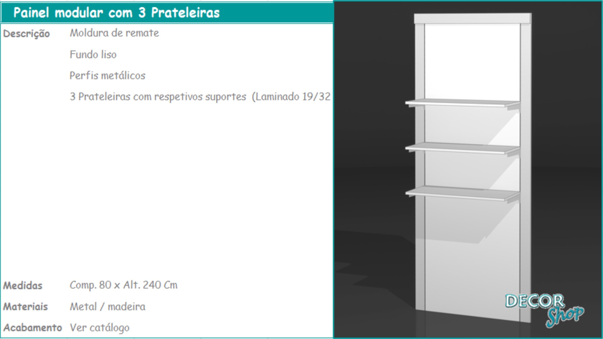4 - Painel modular 3 prateleiras