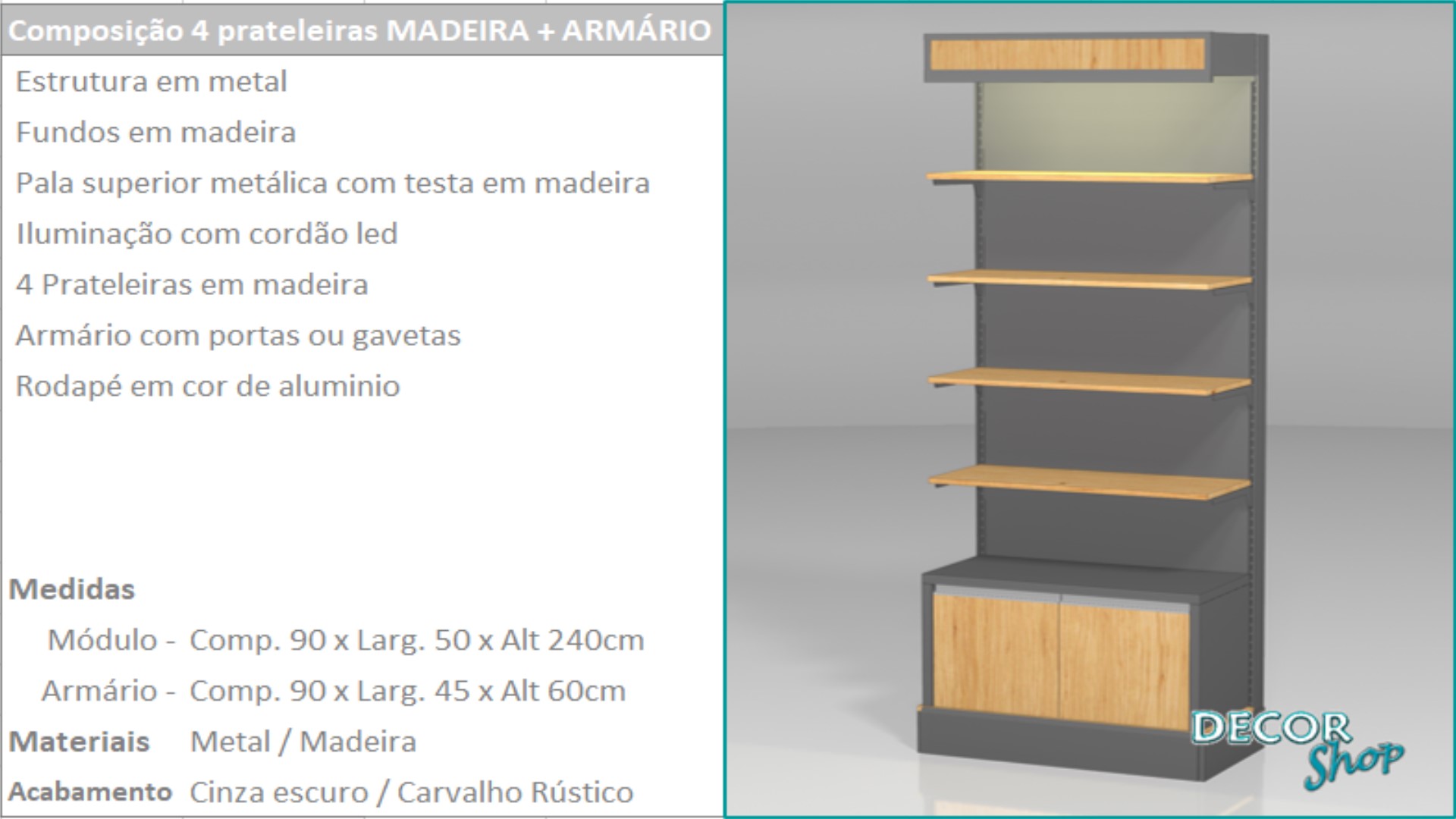 5 - Mod 4 prateleiras e armário