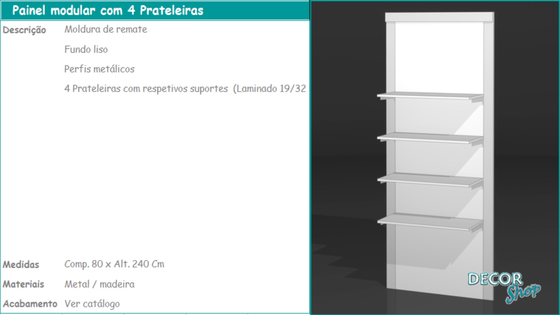 5 - Painel modular 4 prateleiras