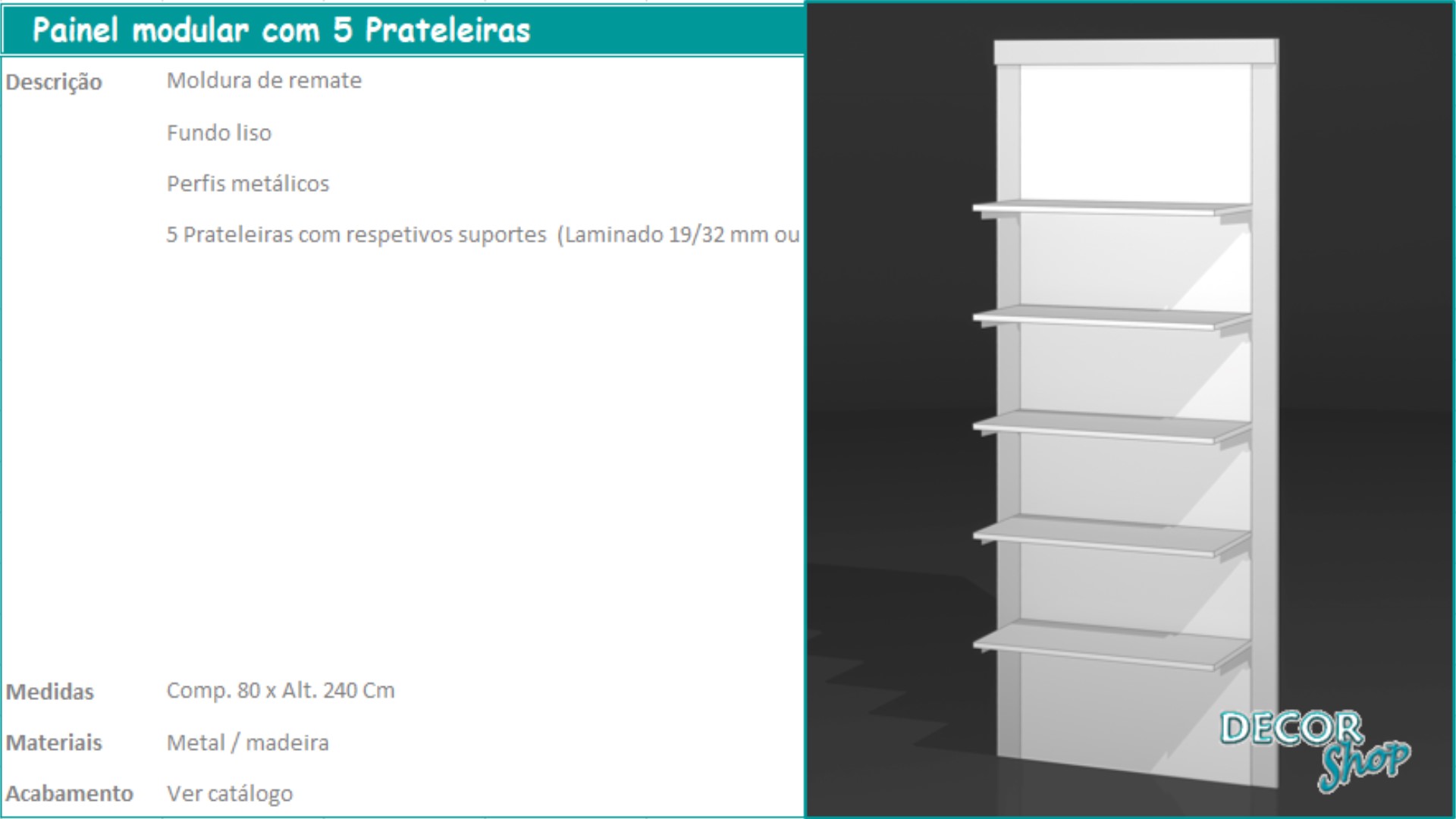 6 - Painel modular 5 prateleiras